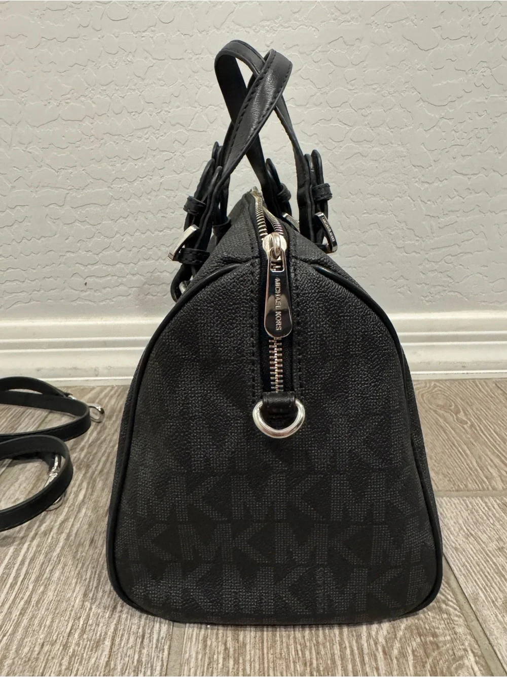 Michael Kors Black Dome Satchel with MK Medallion
